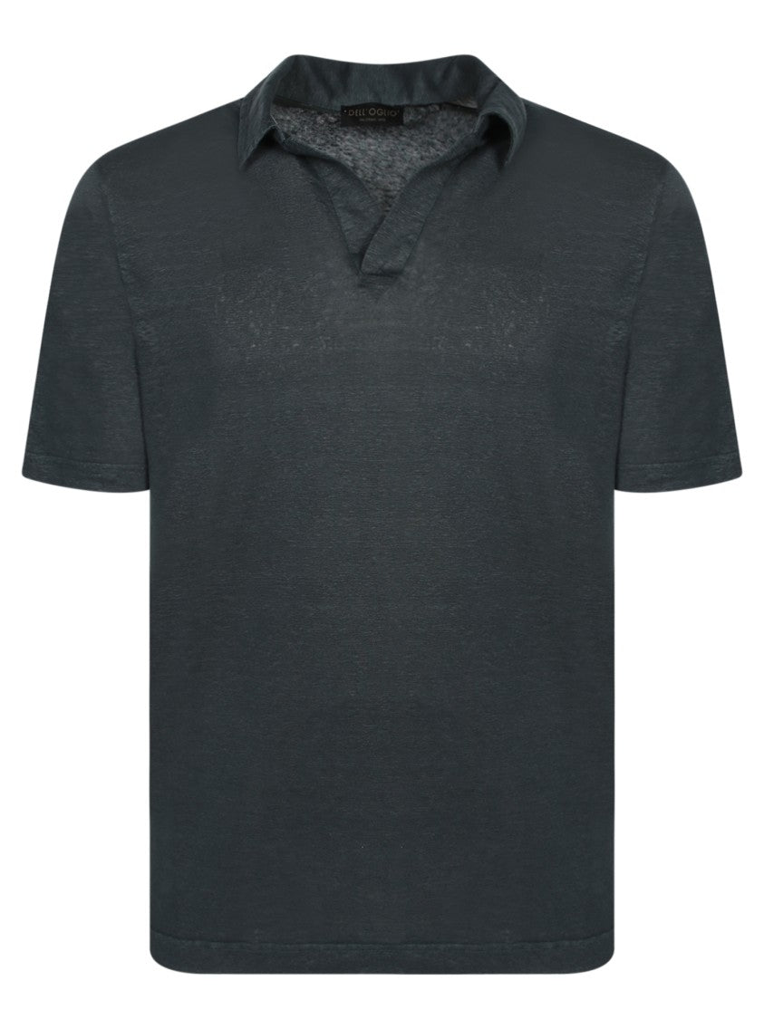Dell'oglio Linen Polo T-Shirt With Subtle Collar