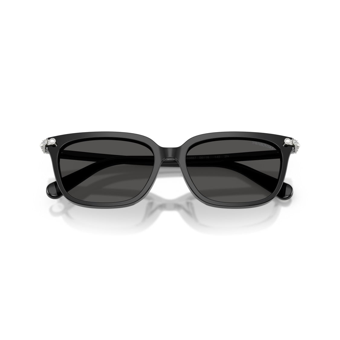 Swarovski 0Sk6064d Rectangular Black Acetate Sunglasses With Crystal-Embellished Hinges