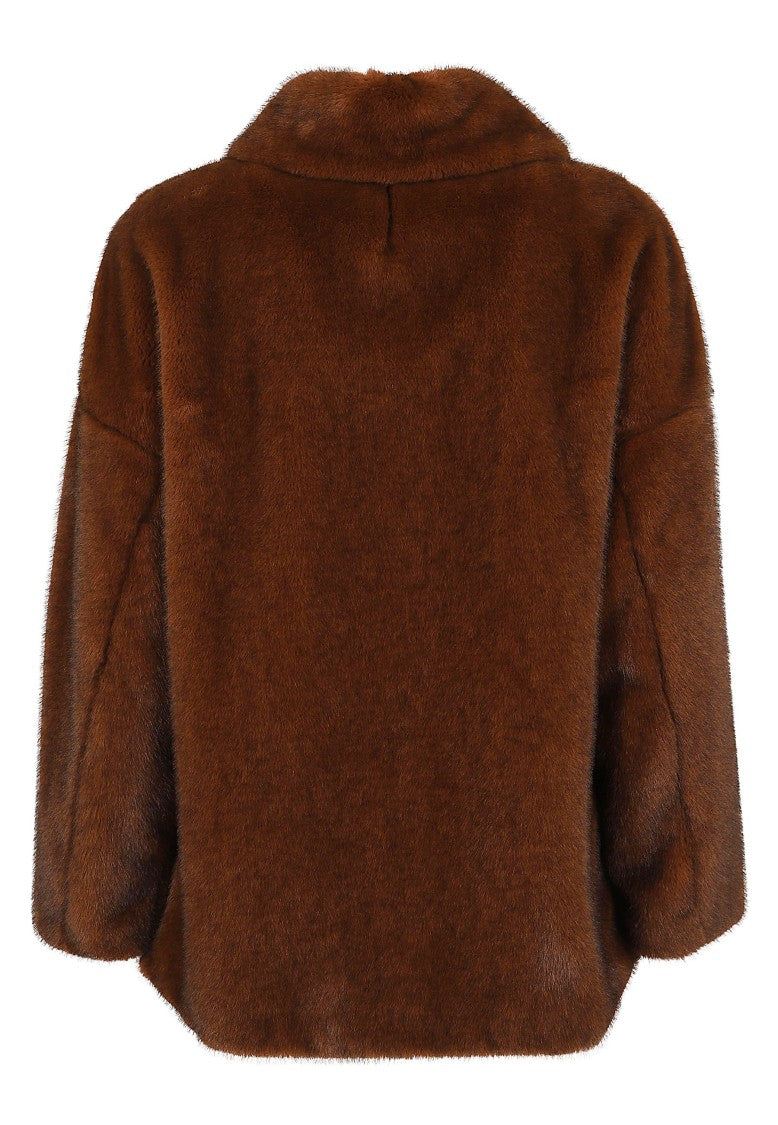 Herno Cropped Faux Fur Jacket With Classic Shirt Collar