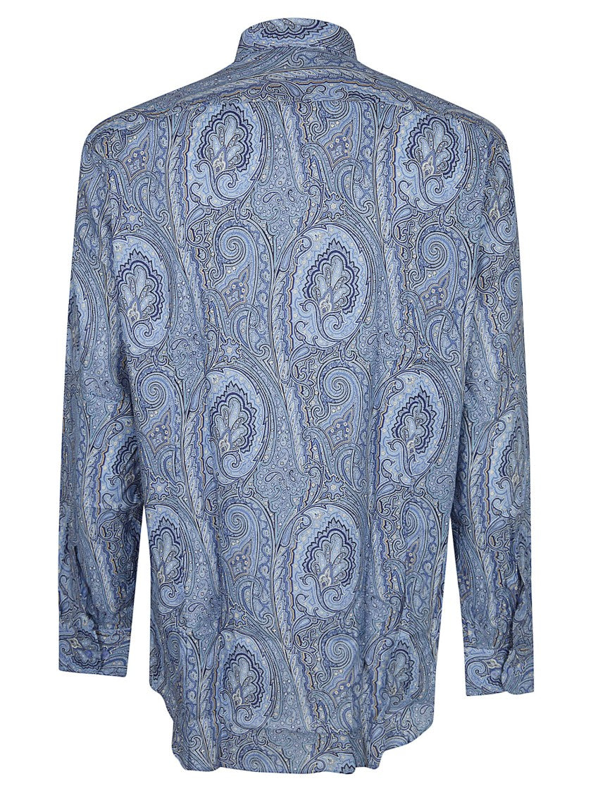 Etro Cotton Satin Shirt With All-Over Paisley Motif