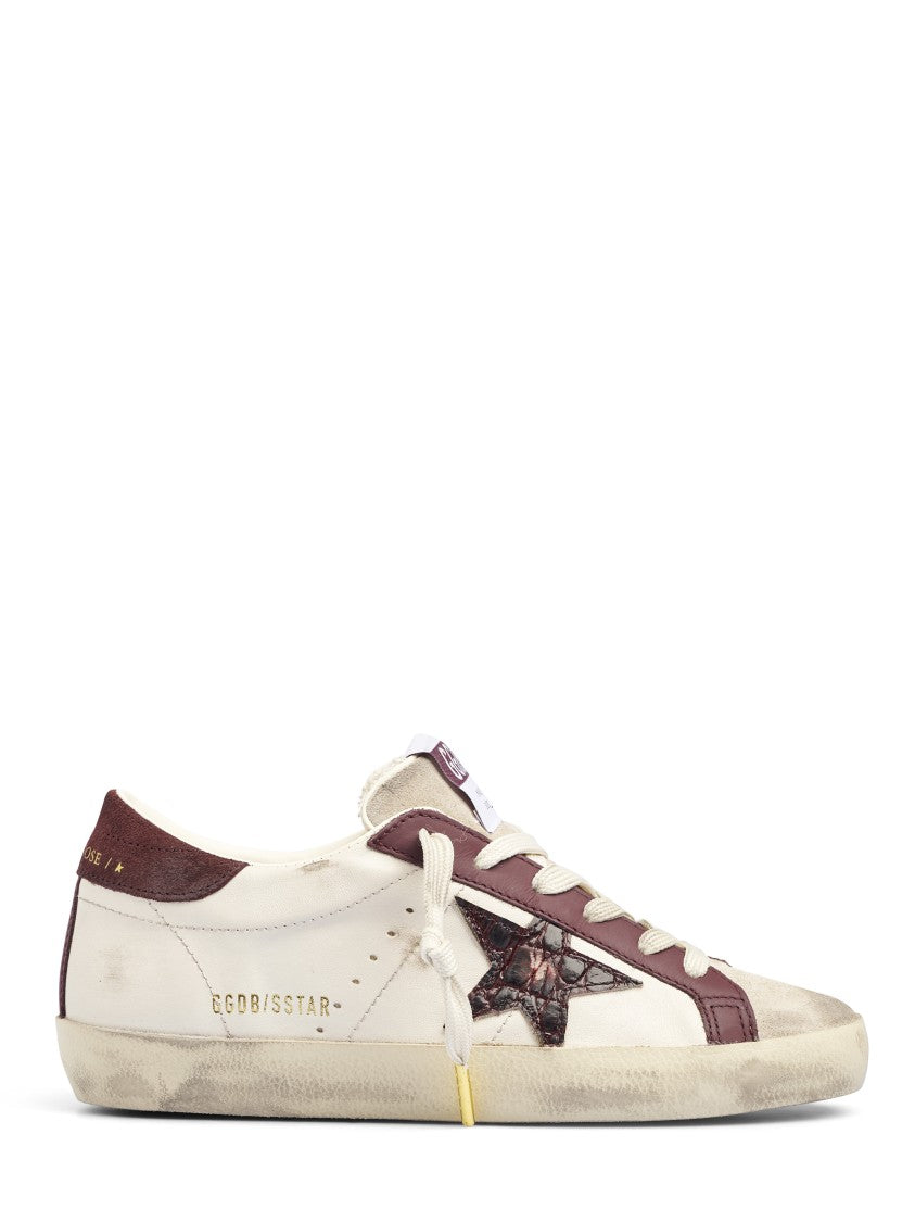 Golden Goose Low-Top Sneakers With Distressed White Leather And Cocco Printed Star