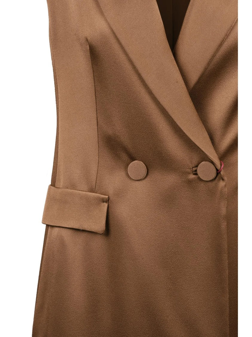 Max Mara Brown Acetate-Blend Double-Breasted Afghano Dress