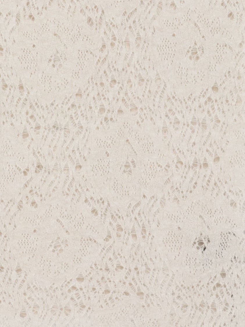 Dexterior Lace-Knit White Alpaca Blend Scarf