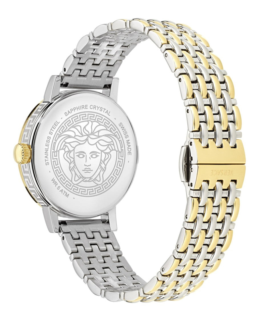 Versace Greca Fortuna Bracelet Watch With Green Guilloche Dial And Gold-Tone Accents