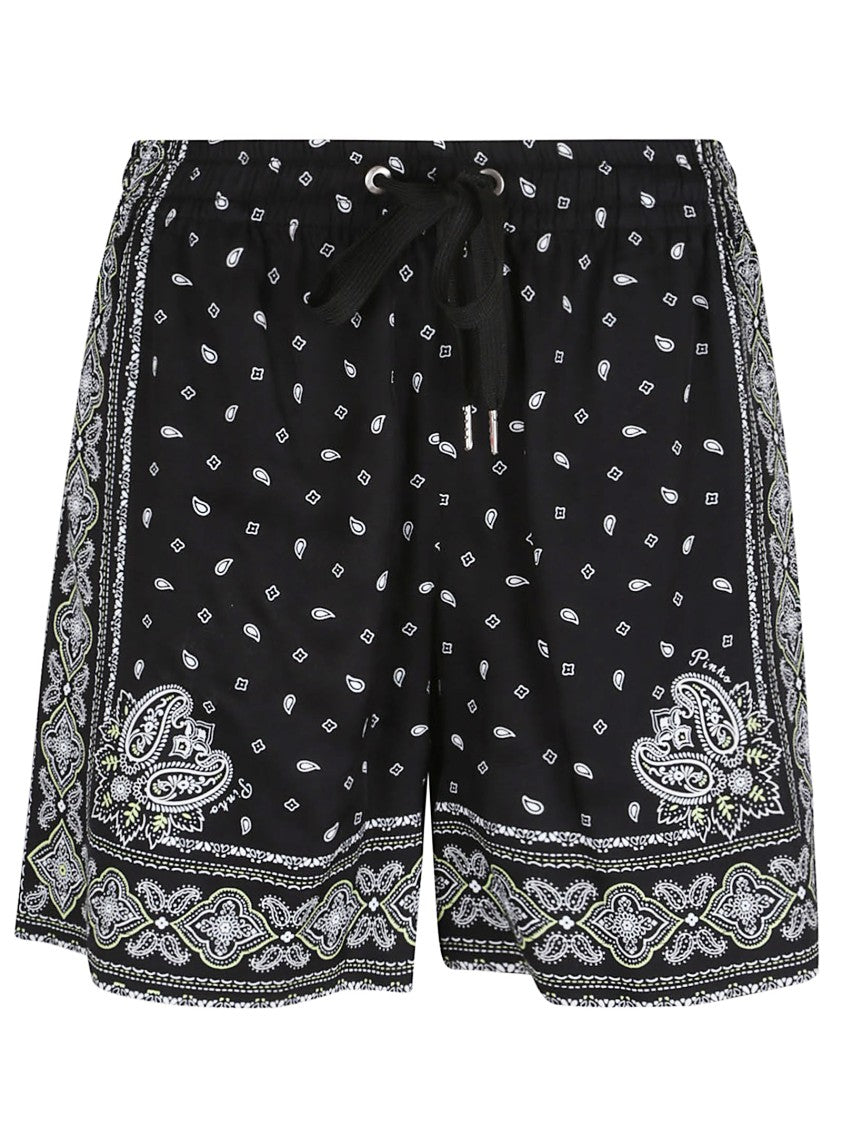 Pinko Bermudas With Bandana Print And Adjustable Waistband