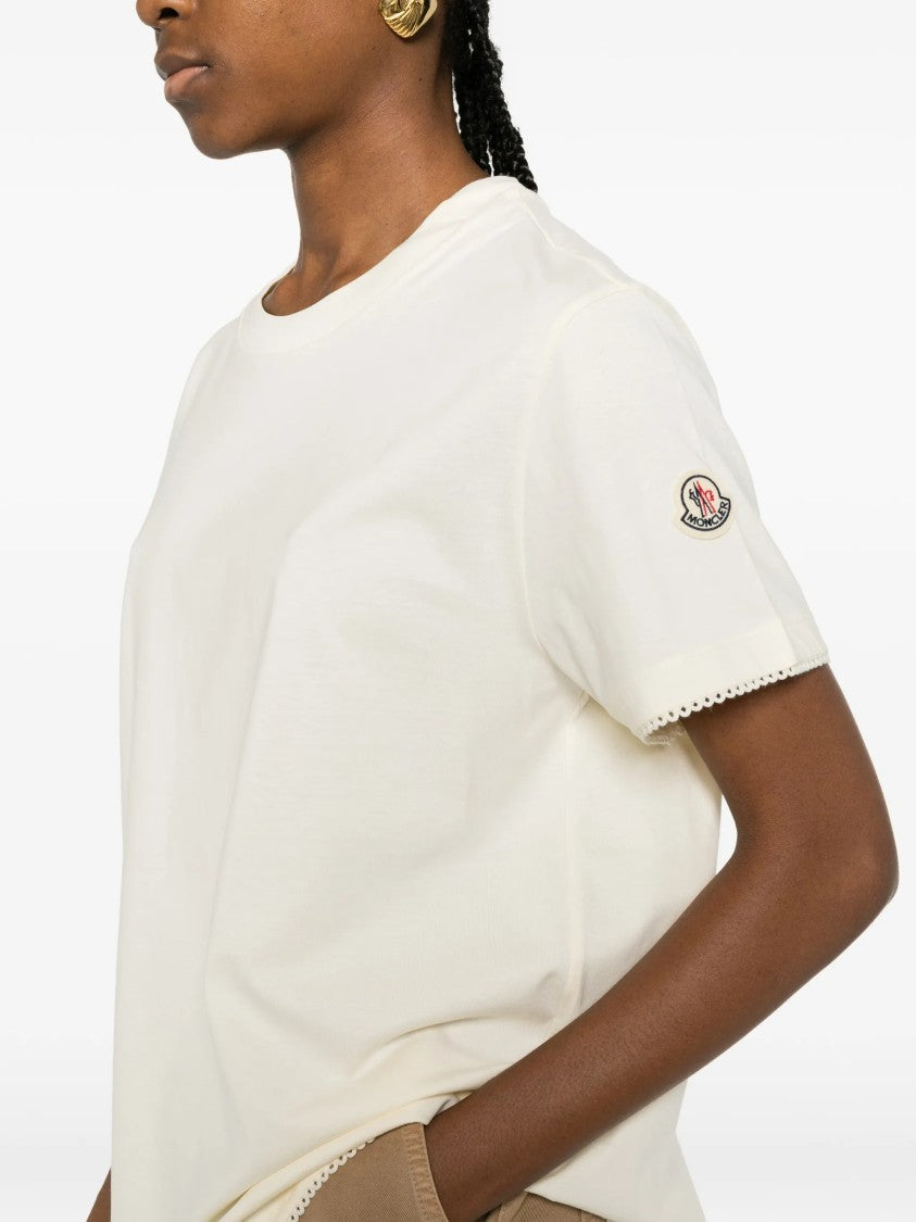 Moncler Black Scalloped Edge Short-Sleeved Top