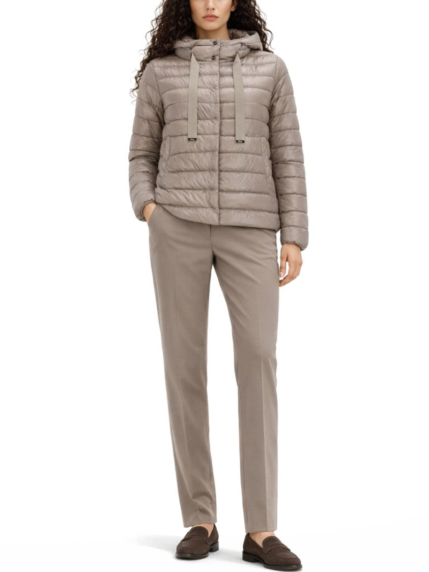 Herno Neutral Horizontal Quilting Shiny Finished Down Jacket