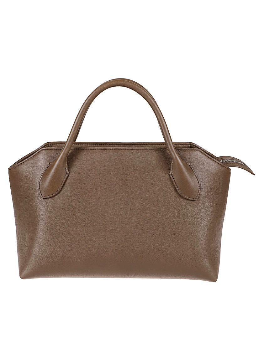 The Row Rectangular Structured Handbag With Flared Sides And Zipper Closure
