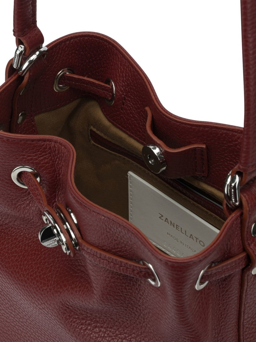 Zanellato Textured Leather Shoulder Bag With Adjustable Strap