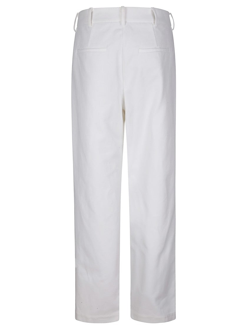 Jejia Tailored White Cotton Pants With Contrast Lining