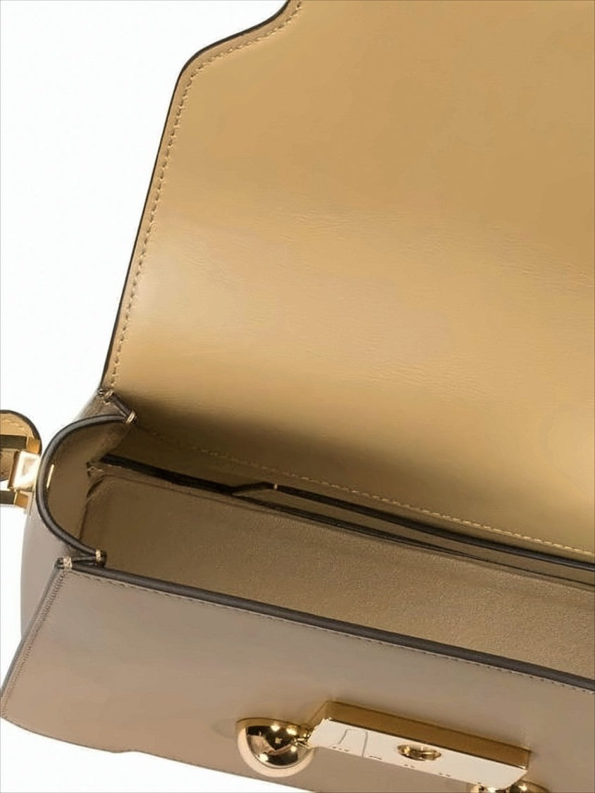 Marni Structured Brown Calf Leather Crossbody Bag With Gold-Tone Hardware