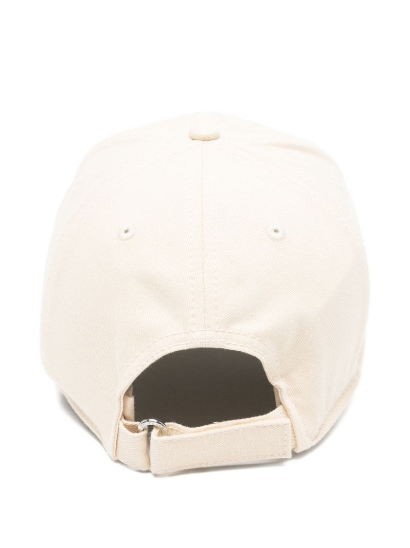 Moncler Ivory Cotton Cap With Curved Brim