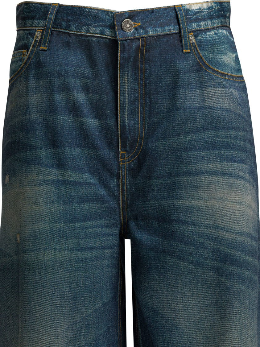 Golden Goose Wide-Leg Denim Jeans With Vintage Distressing