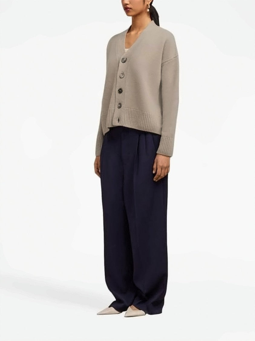 Ami Paris Soft Knit Cardigan With Suede Elbow Patches