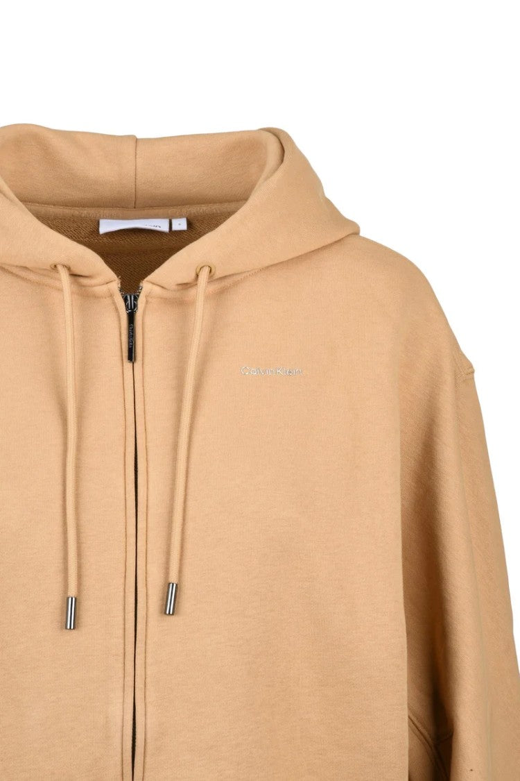 Calvin Klein Beige Cropped Hooded Sweatshirt