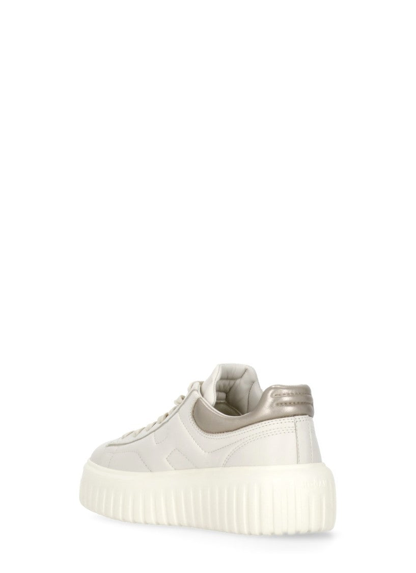 Hogan Ivory H-Stripes Metallic Heel Sneakers