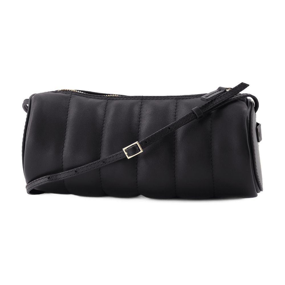 Manu Atelier Padded Cylinder Bag In Black Leather