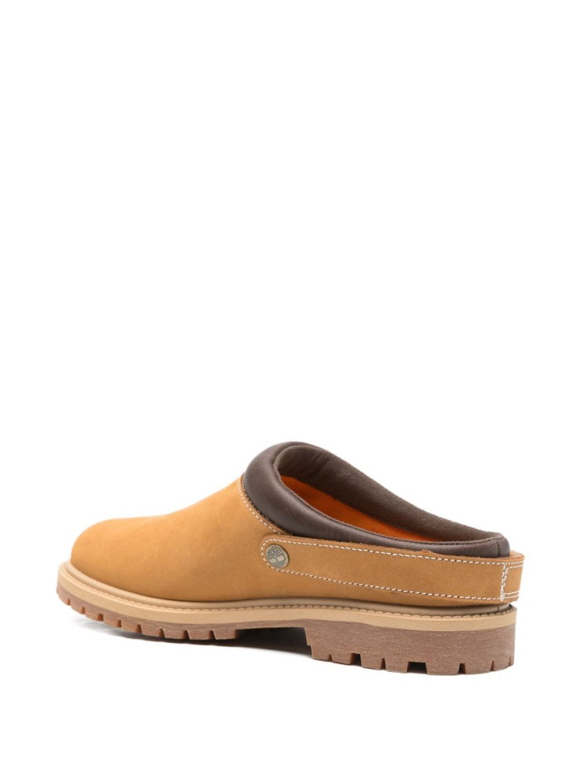Timberland Slip-On Brown Leather Flat Shoes With Rugged Lug Sole