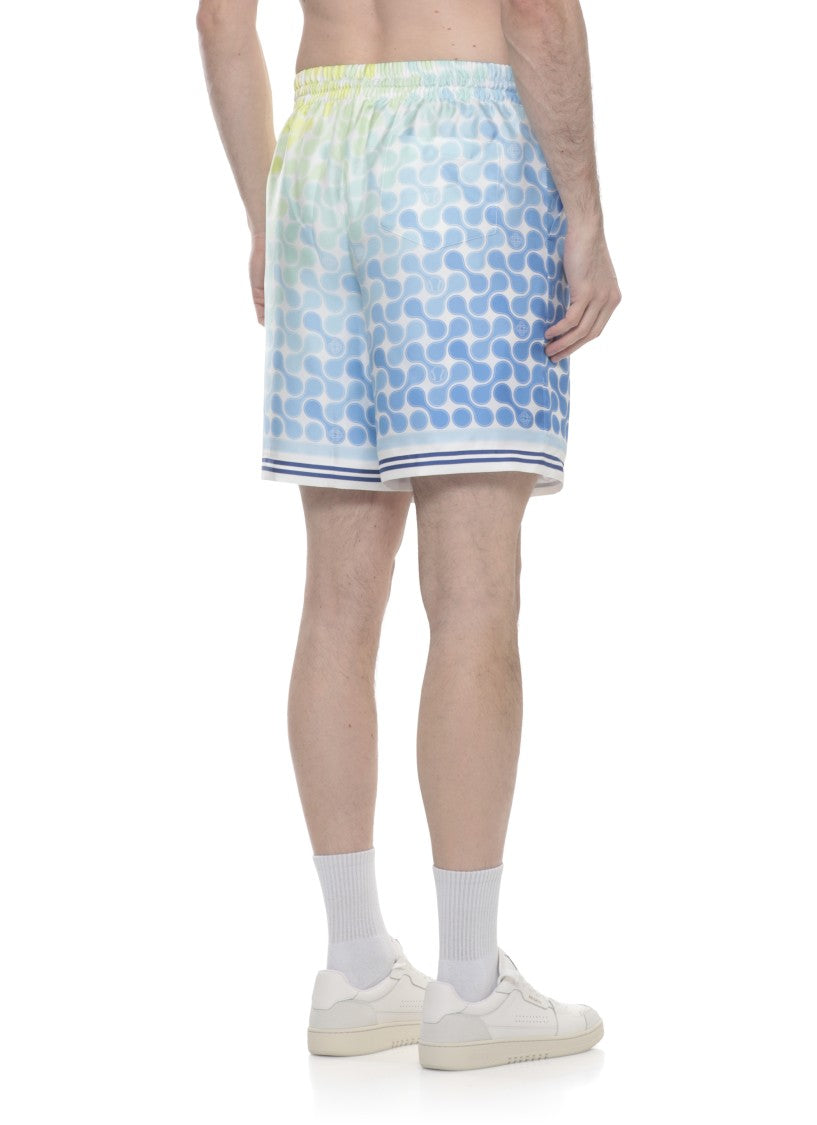 Casablanca Multicolor Tennis Tile Silk Bermuda Shorts