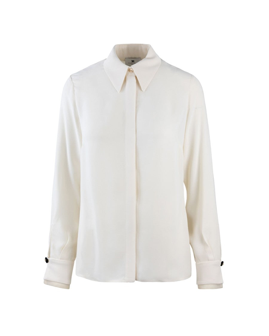 Elisabetta Franchi Ivory Georgette Shirt With Scarf
