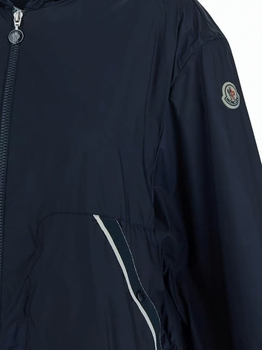 Moncler Lightweight Polyamide Jacket With Hood And Subtle Piping