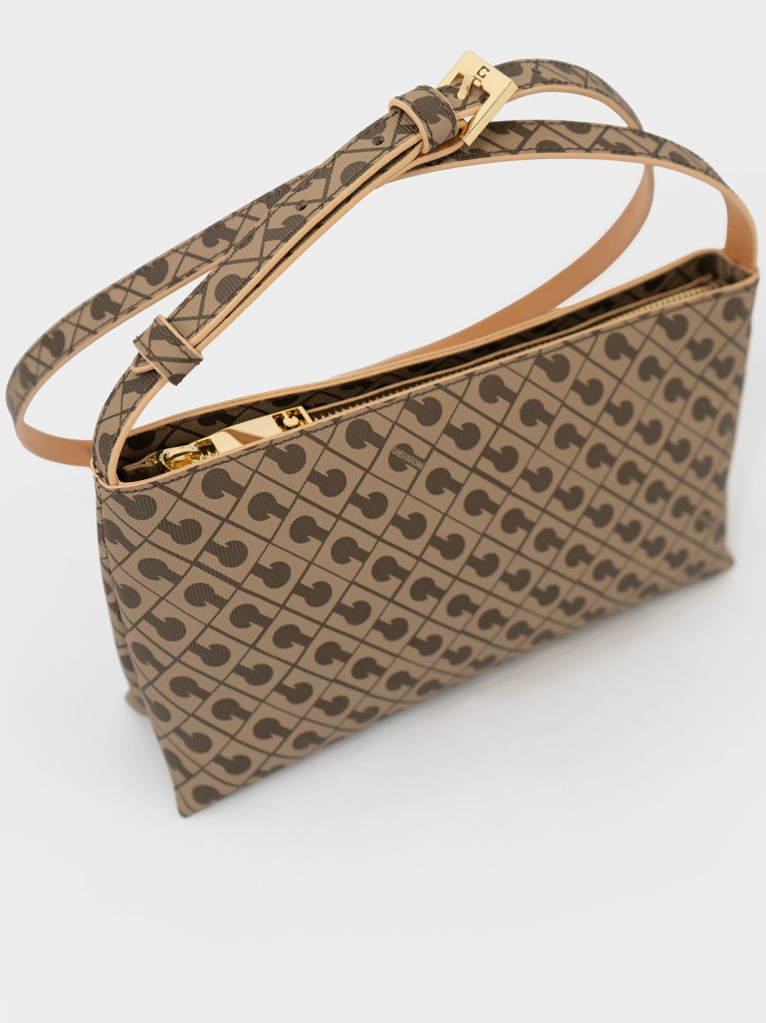 Gherardini Rectangular Brown Geometric Pattern Crossbody Bag