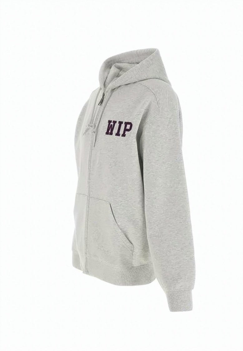 Carhartt Wip Zip-Up Hoodie In Light Grey With Bold Logo