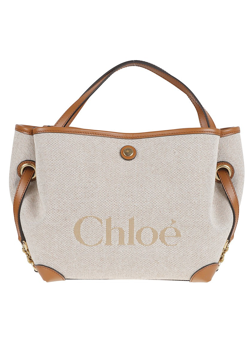 Chloé Double-Handle Cotton Canvas Bag With Calf Leather Trims