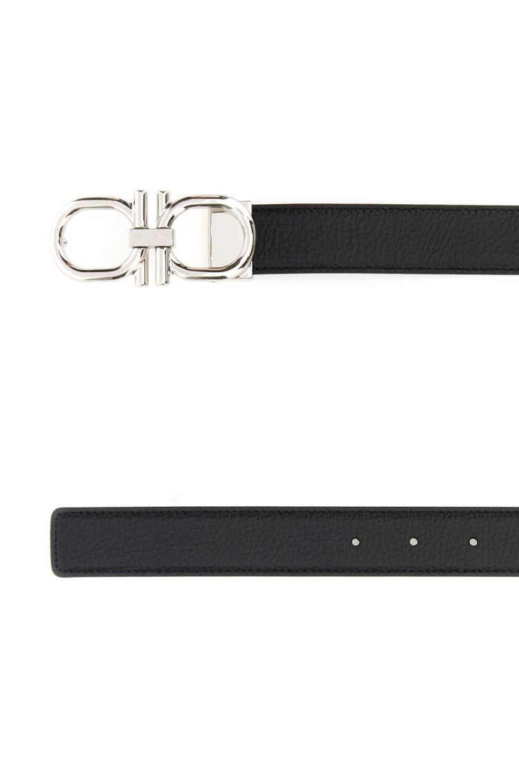 Salvatore Ferragamo Black Leather Reversible Belt