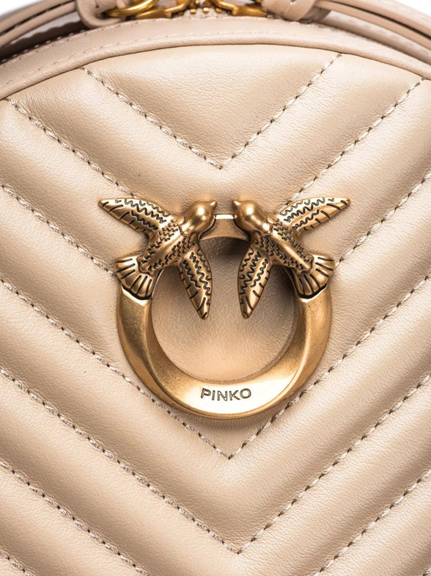 Pinko Quilted Beige Cow Leather Backpack