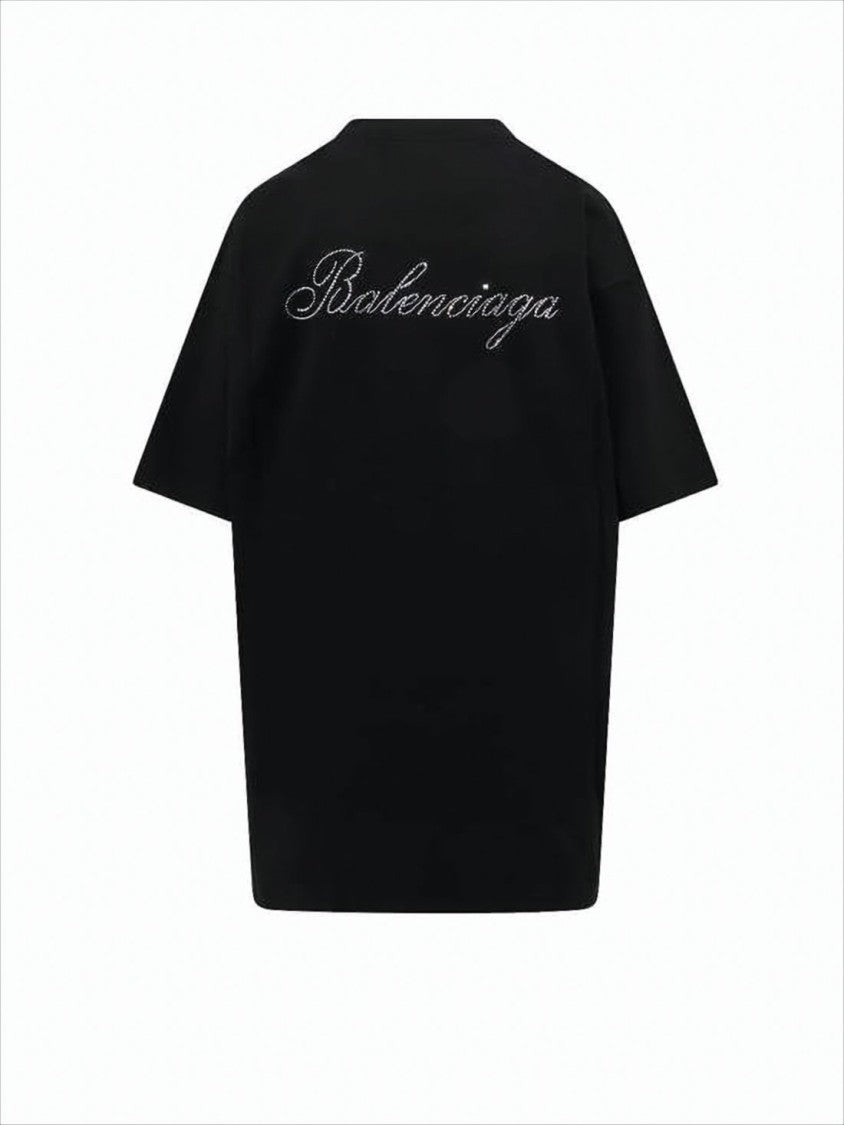 Balenciaga Rhinestone-Embellished Black Short-Sleeve T-Shirt
