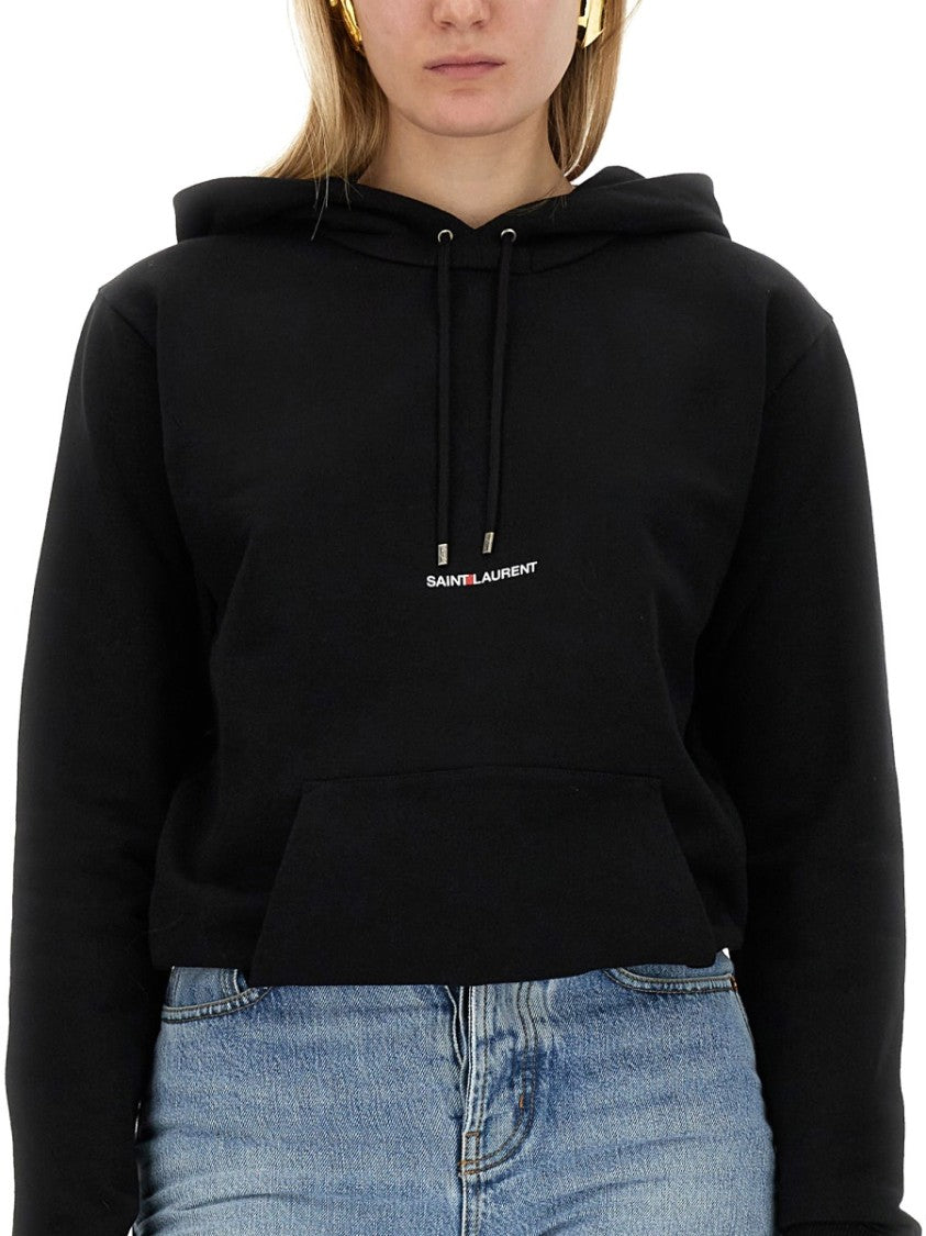 Saint Laurent Relaxed Fit Hoodie With Iconic Logo Print