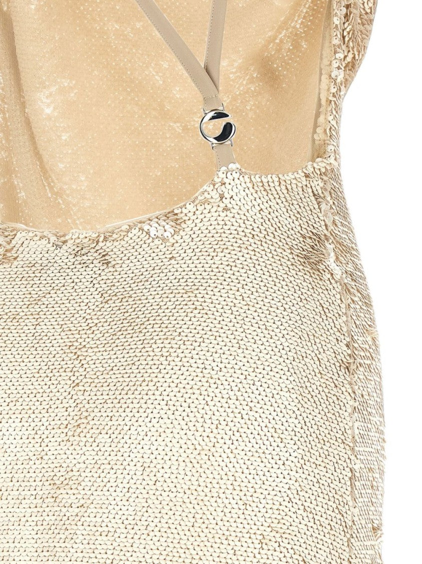 Coperni Sequin-Embellished Cowl Neck Floor-Length Dress