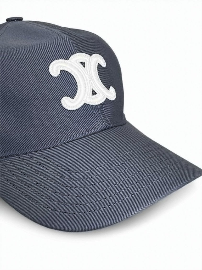 Celine Embroidered Logo Cotton Cap With Curved Brim