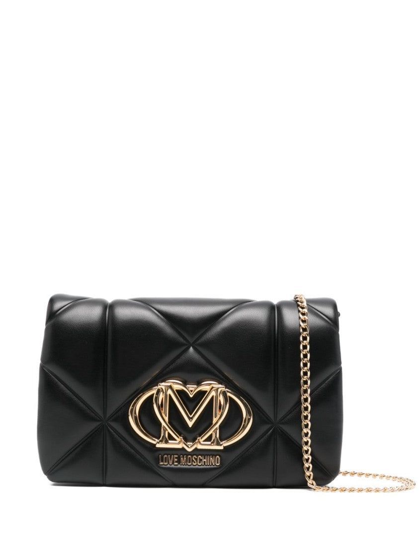 Love Moschino Quilted Black Shoulder Bag With Gold-Tone Accents