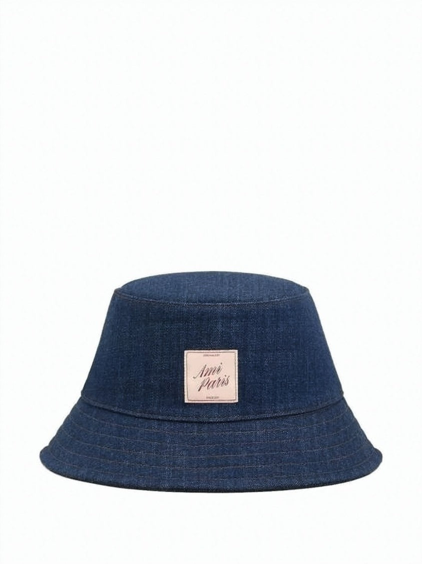 Ami Paris Denim Bucket Hat With Subtle Brand Patch