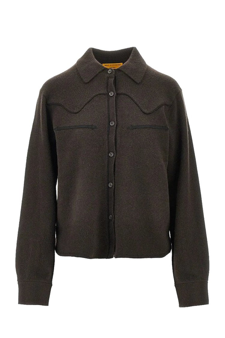 Guest In Residence Dark Brown Cropped Western Cashmere Shirt