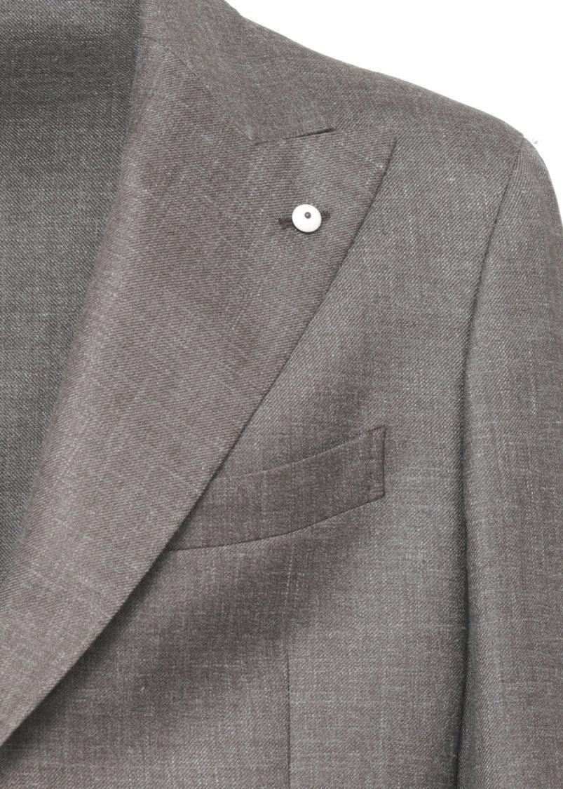 Lubiam Brown Peak Lapel Wool Blazer