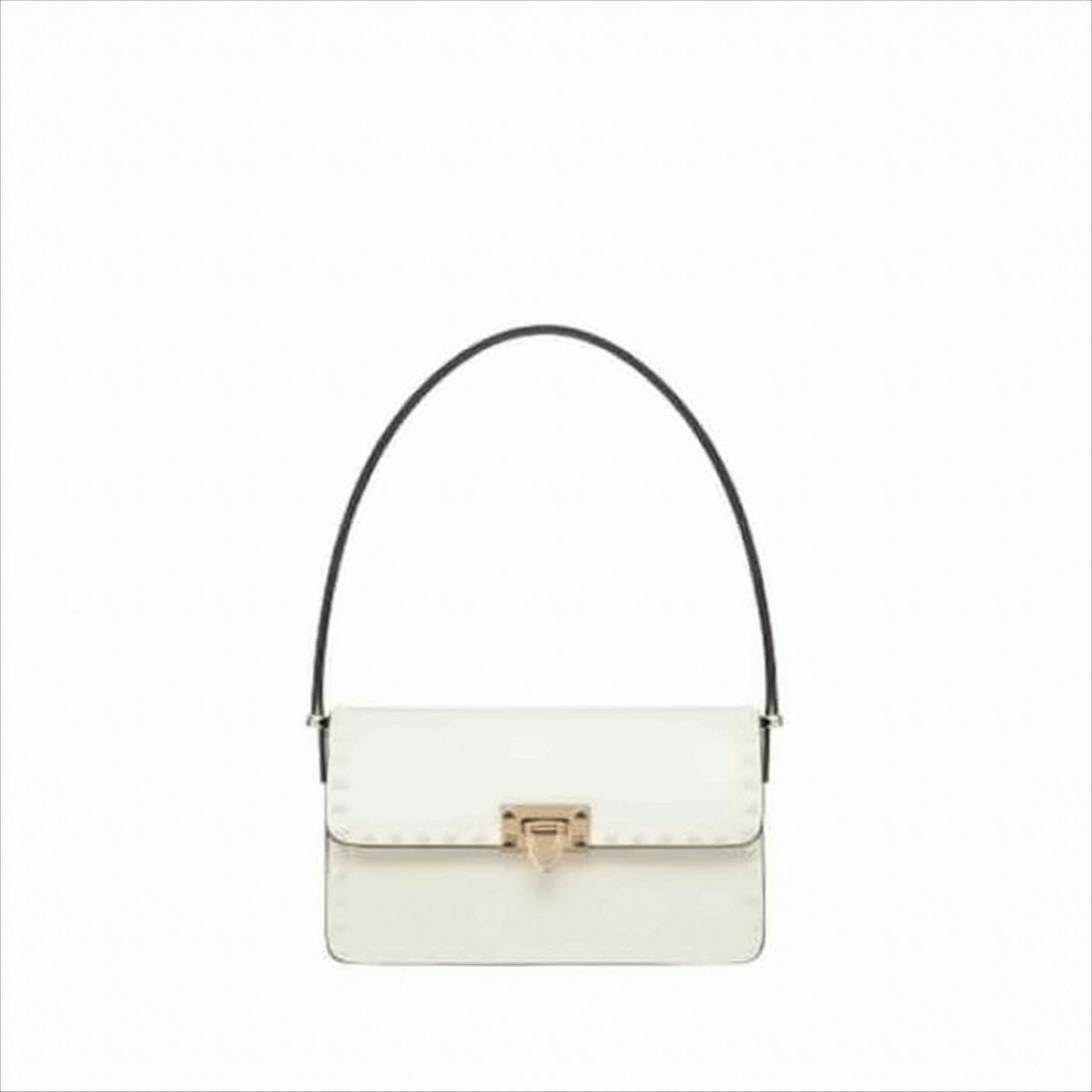 Valentino Garavani Rectangular White Calf Leather Shoulder Bag