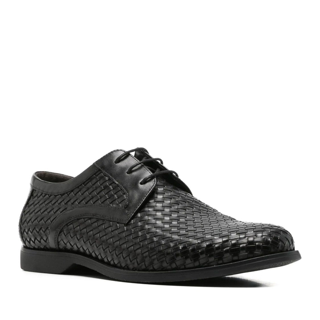 Alberto Gozzi Black Woven Leather Upper Low-Profile Leather Flats
