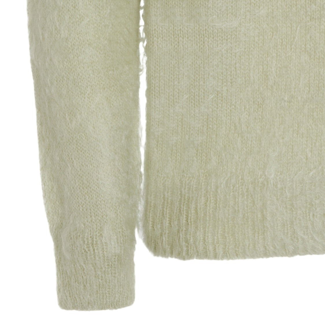 Auralee Soft Textured Green Sweater With Classic Collar