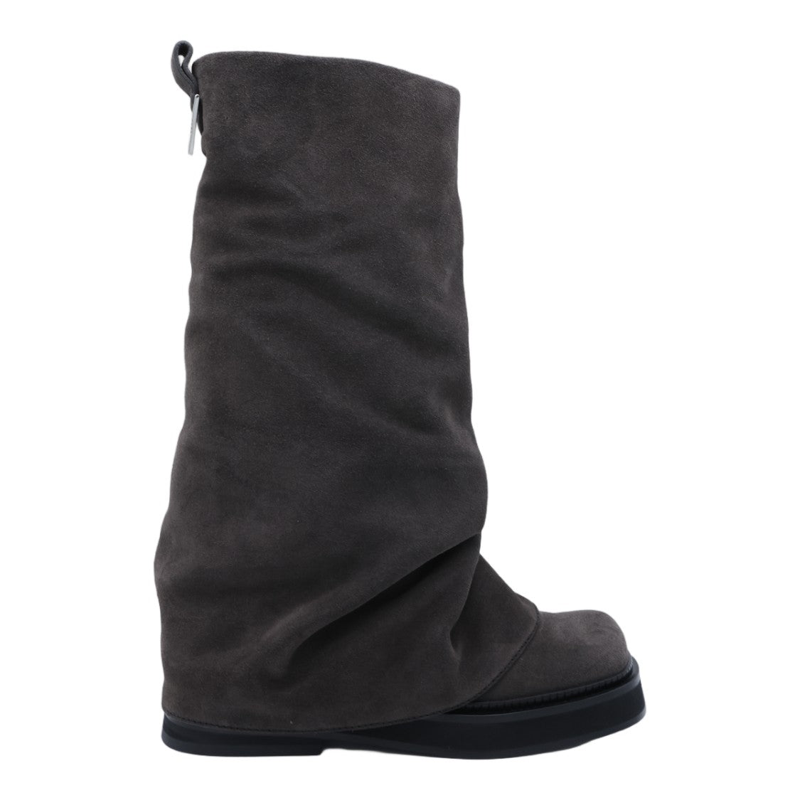 The Attico Slouchy Suede Boots With Metallic V-Detail