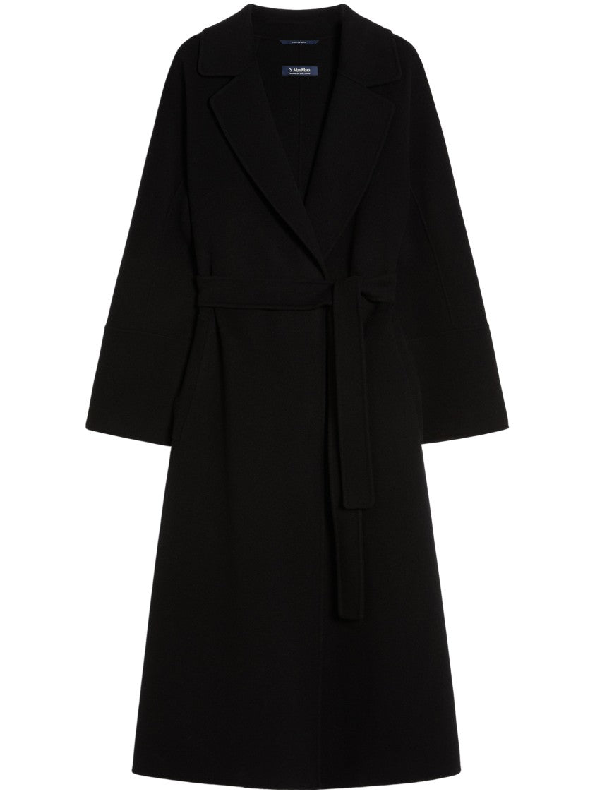 Max Mara Long Wool Coat With Belted Waist