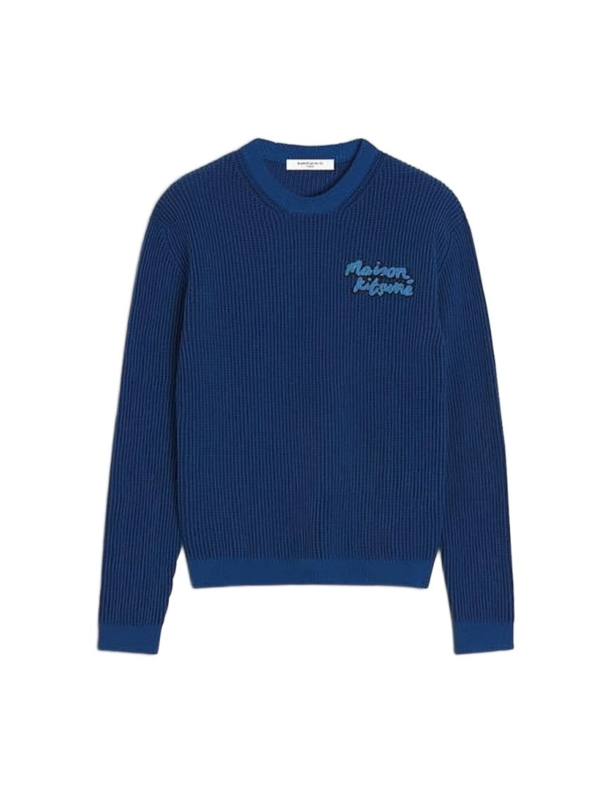 Maison Kitsuné Textured Knit Sweater With Ribbed Cuffs