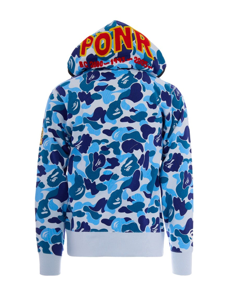 A Bathing Ape Abc Camo 2Nd Shark Full Zip Hoodie In Blue