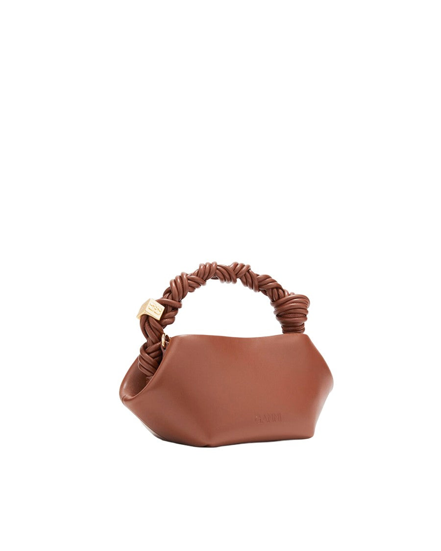 Ganni Structured Leather Twisted Handle Shoulder Bag