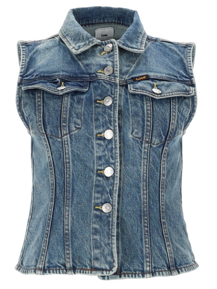 Lois Celine Sleeveless Denim Frayed Vest