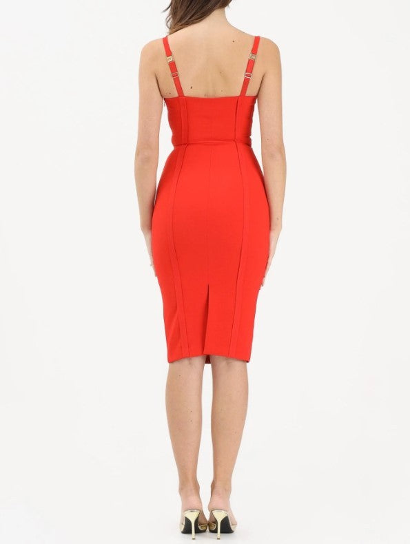 Elisabetta Franchi Structured Corset Sheath Dress With Gold Hardware
