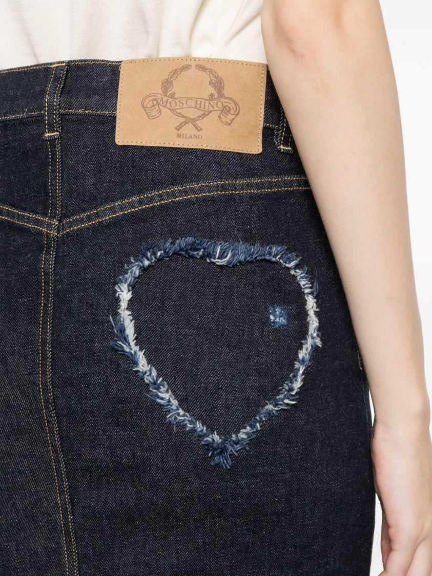 Moschino Blue Panelled Seam Detail Cotton Skirt