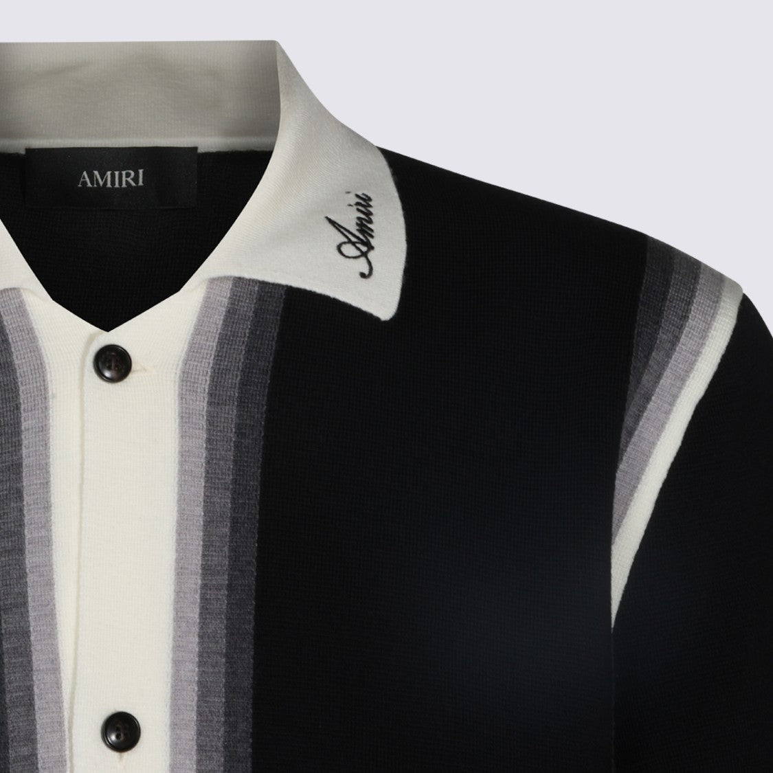 Amiri Short-Sleeved Knitwear With Classic Collar And Contrasting Stripes